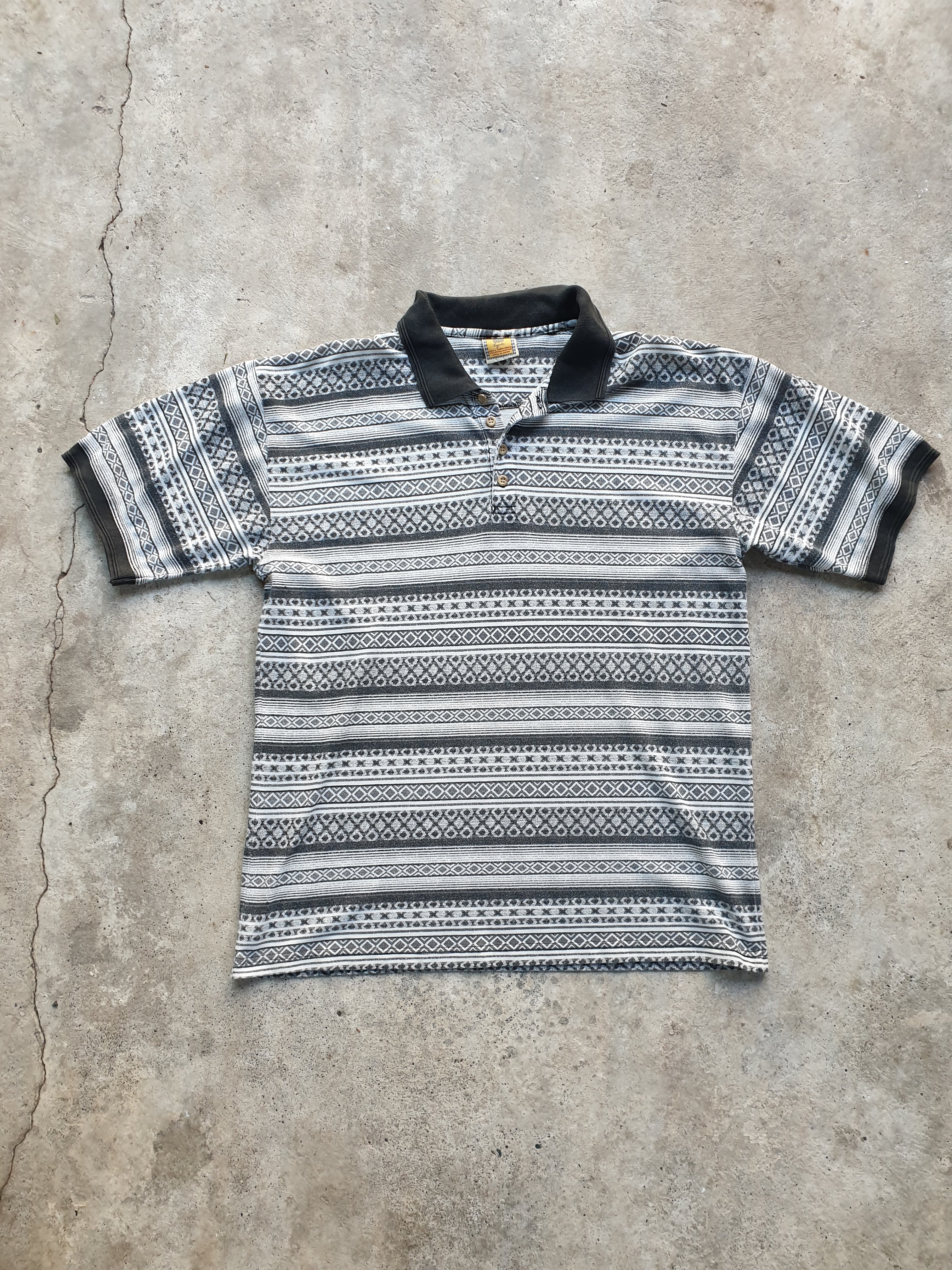 Vintage 1980s Abstract Patterned Polo Shirt