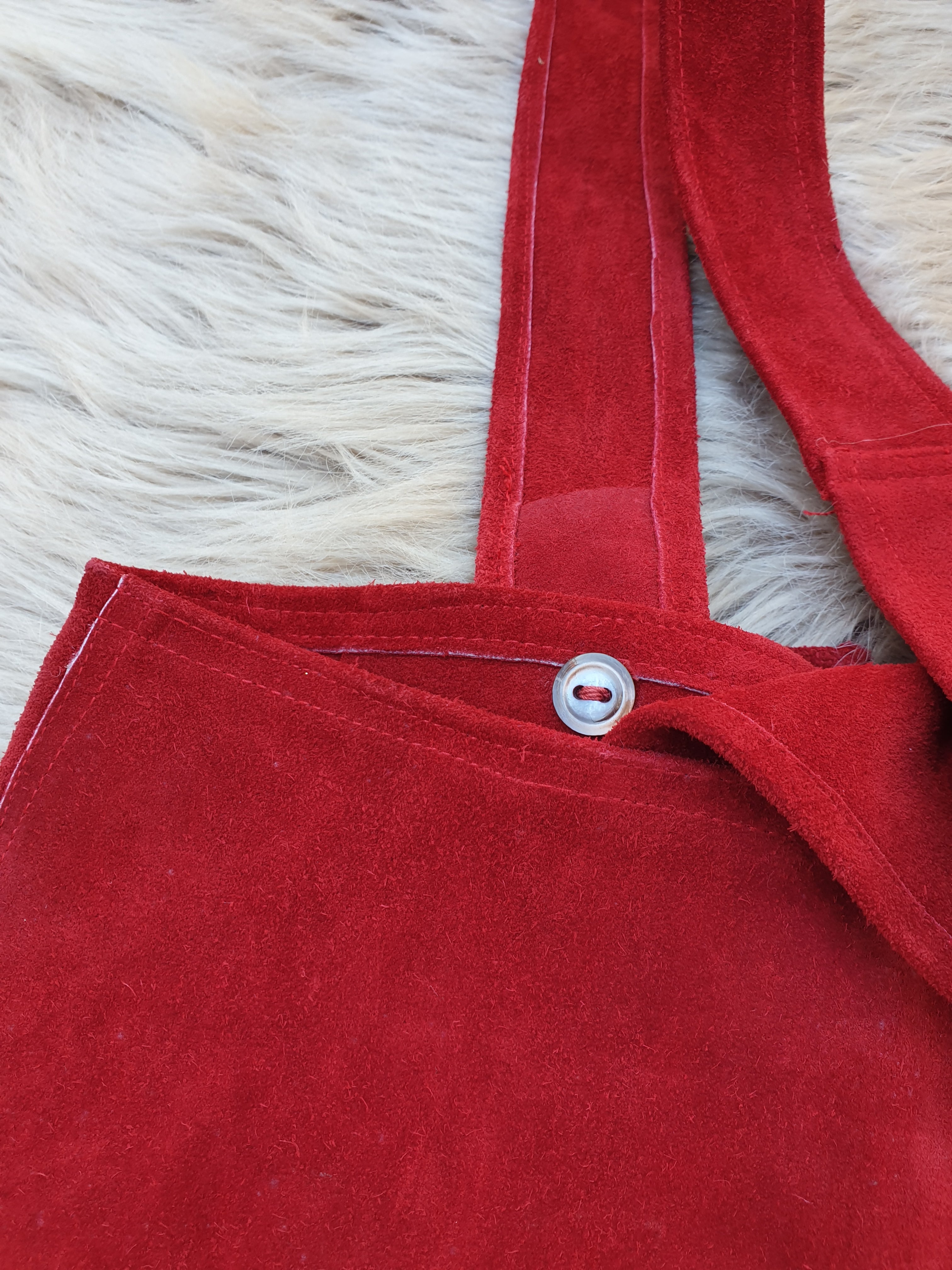 Vintage 1970s Red Suede Overalls