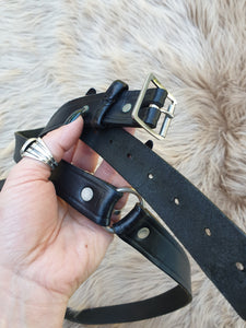 Vintage Black Leather Double Wrap Belt