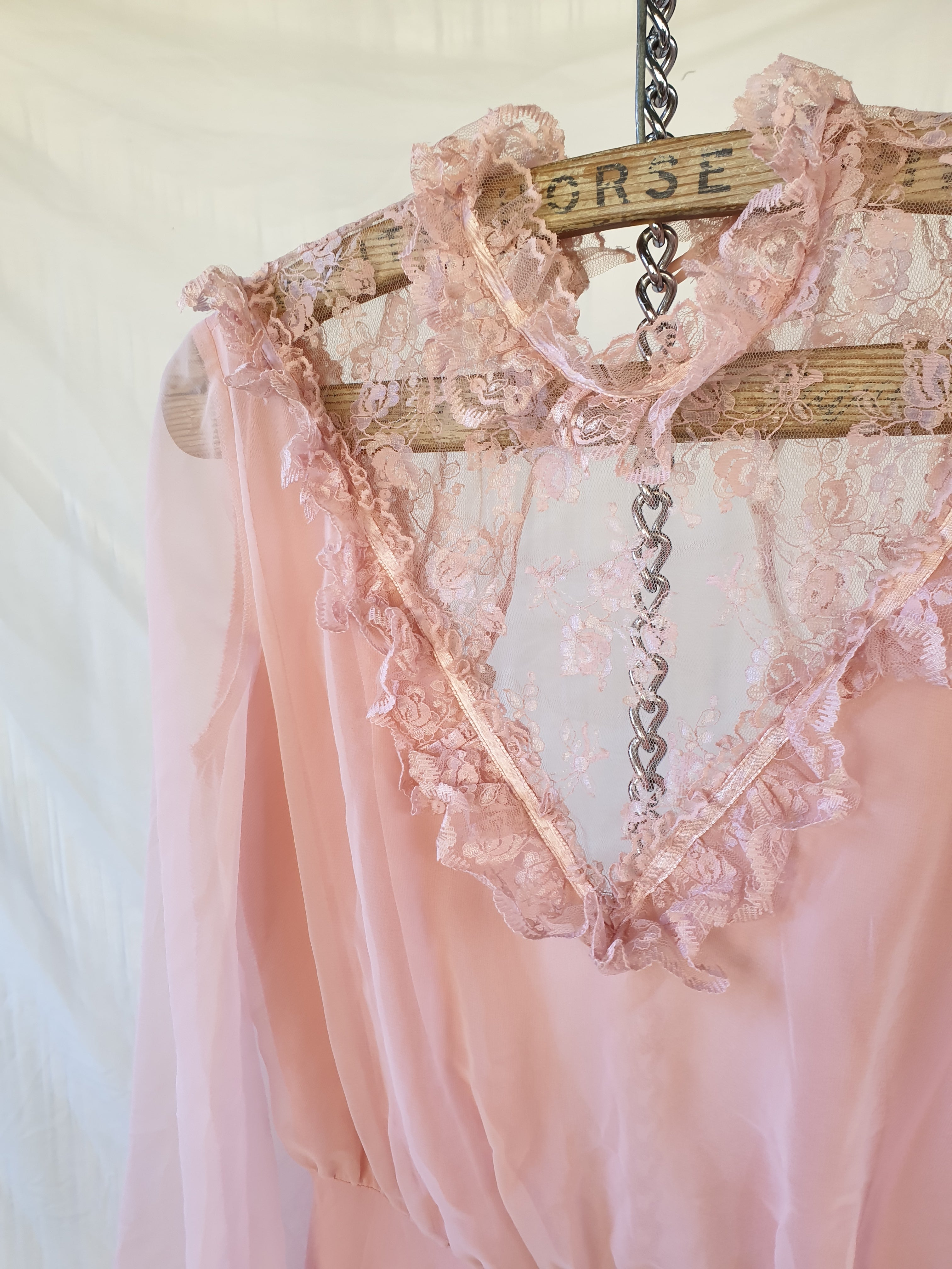 1970s Dusty Pink Prairie Maxi Dress