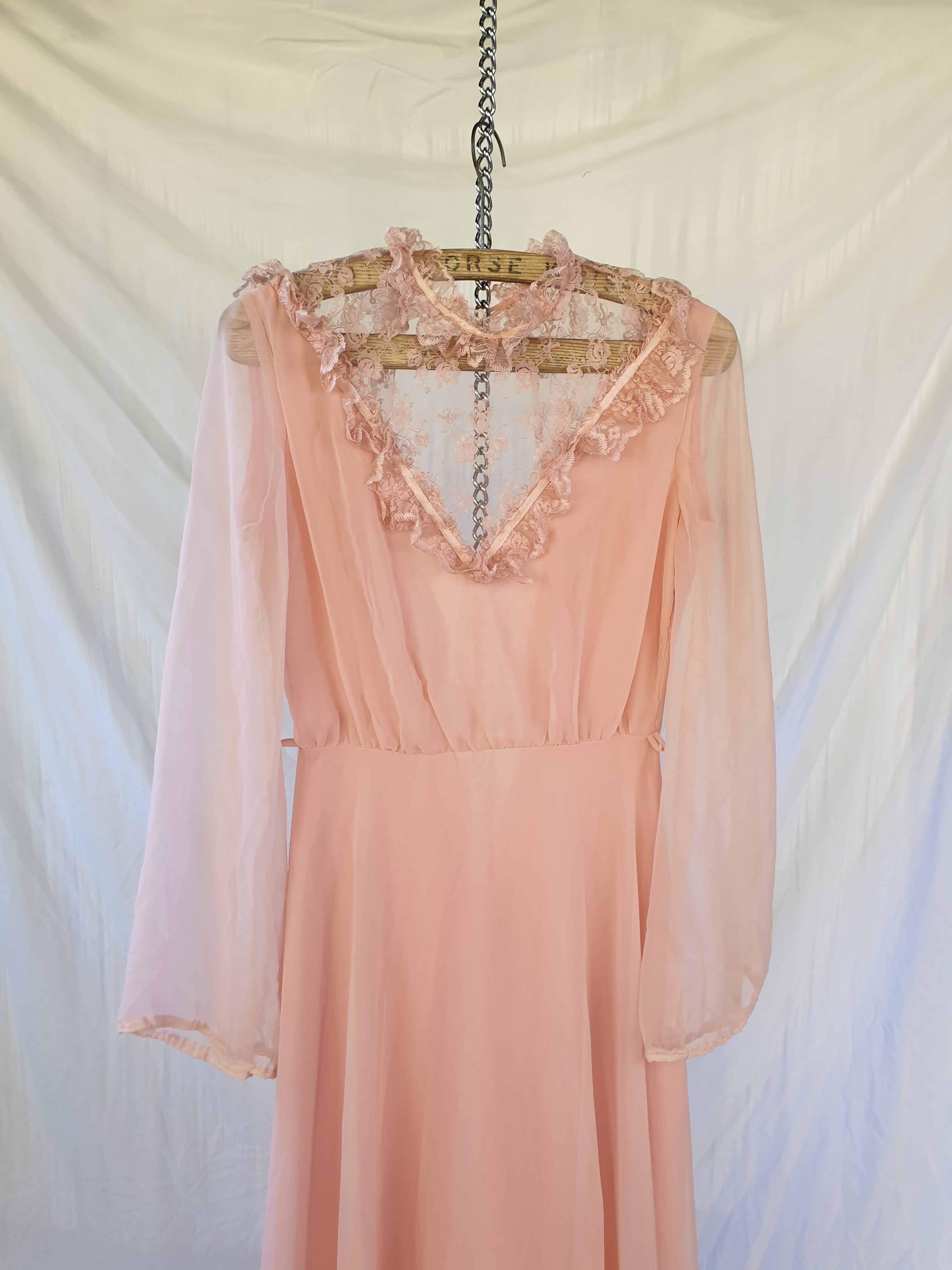 1970s Dusty Pink Prairie Maxi Dress