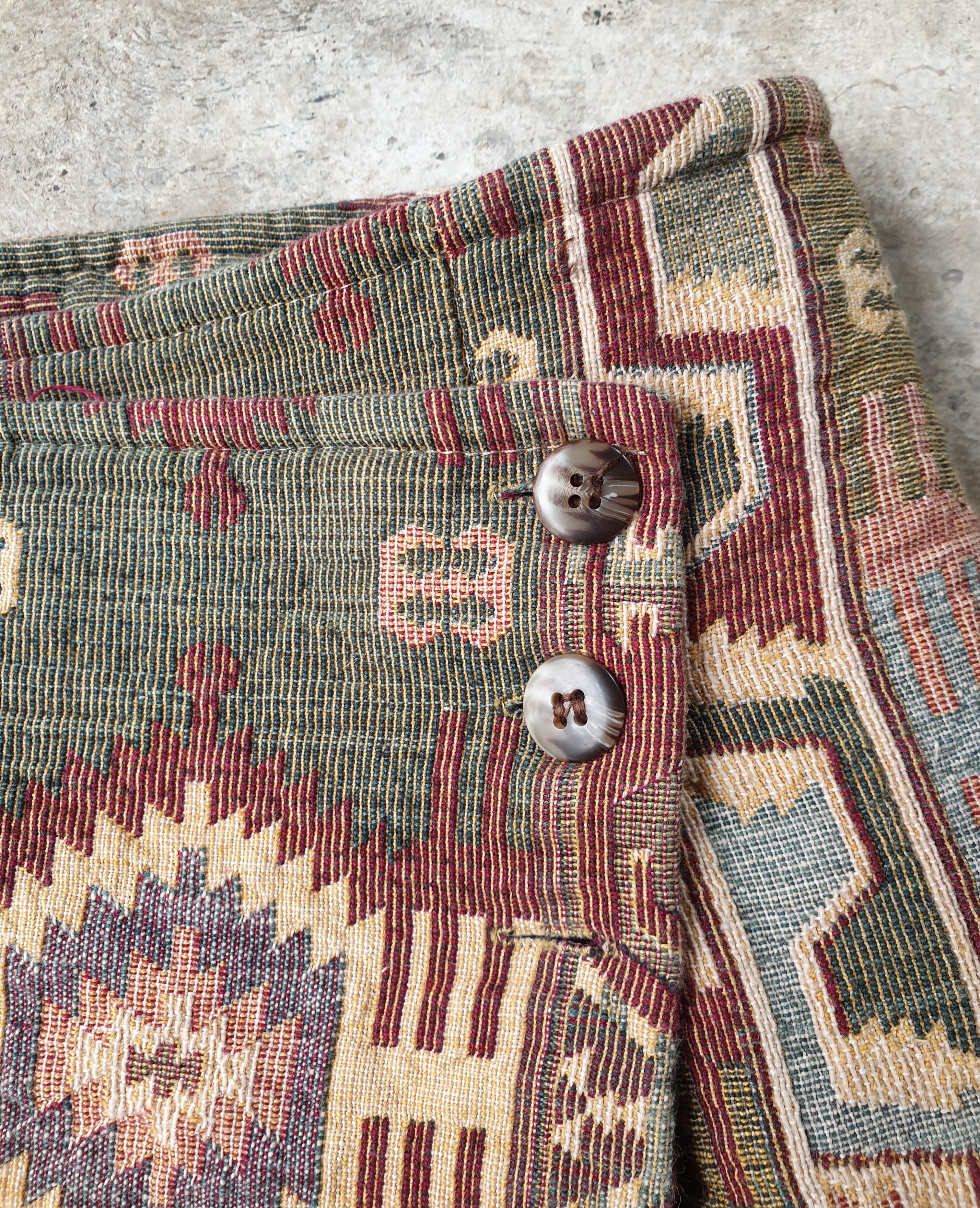 Vintage 80s Tapestry Southwestern Wrap Mini Skirt