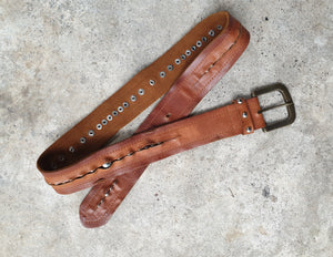 Vintage Brown Leather Studded Belt