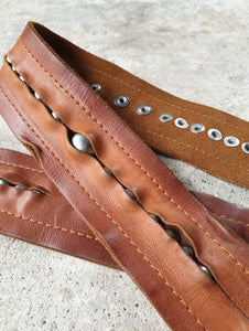 Vintage Brown Leather Studded Belt