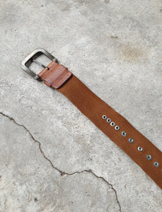 Vintage Brown Leather Studded Belt