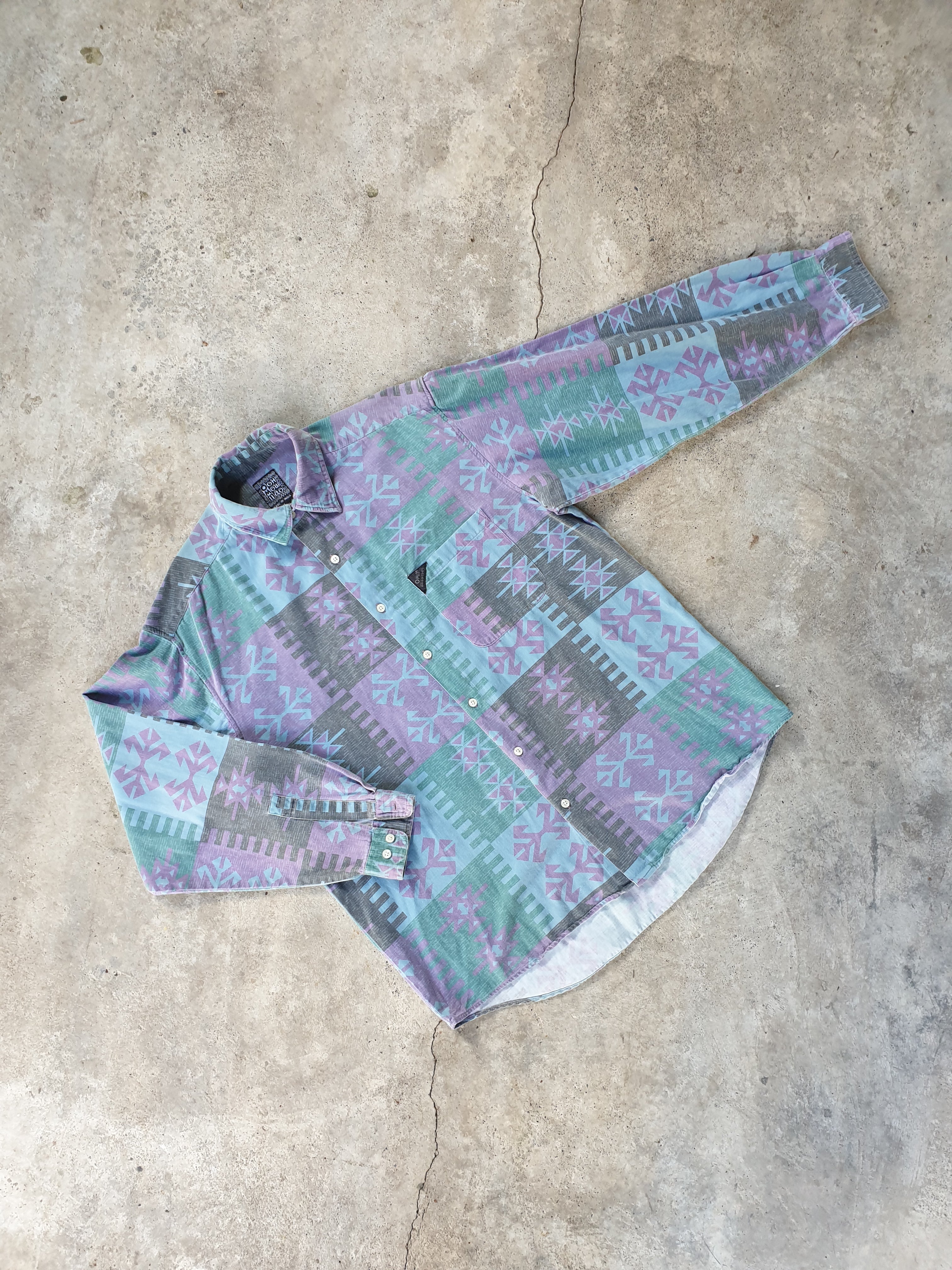 Vintage 90s Pastel Southwestern Print Button Up Shirt