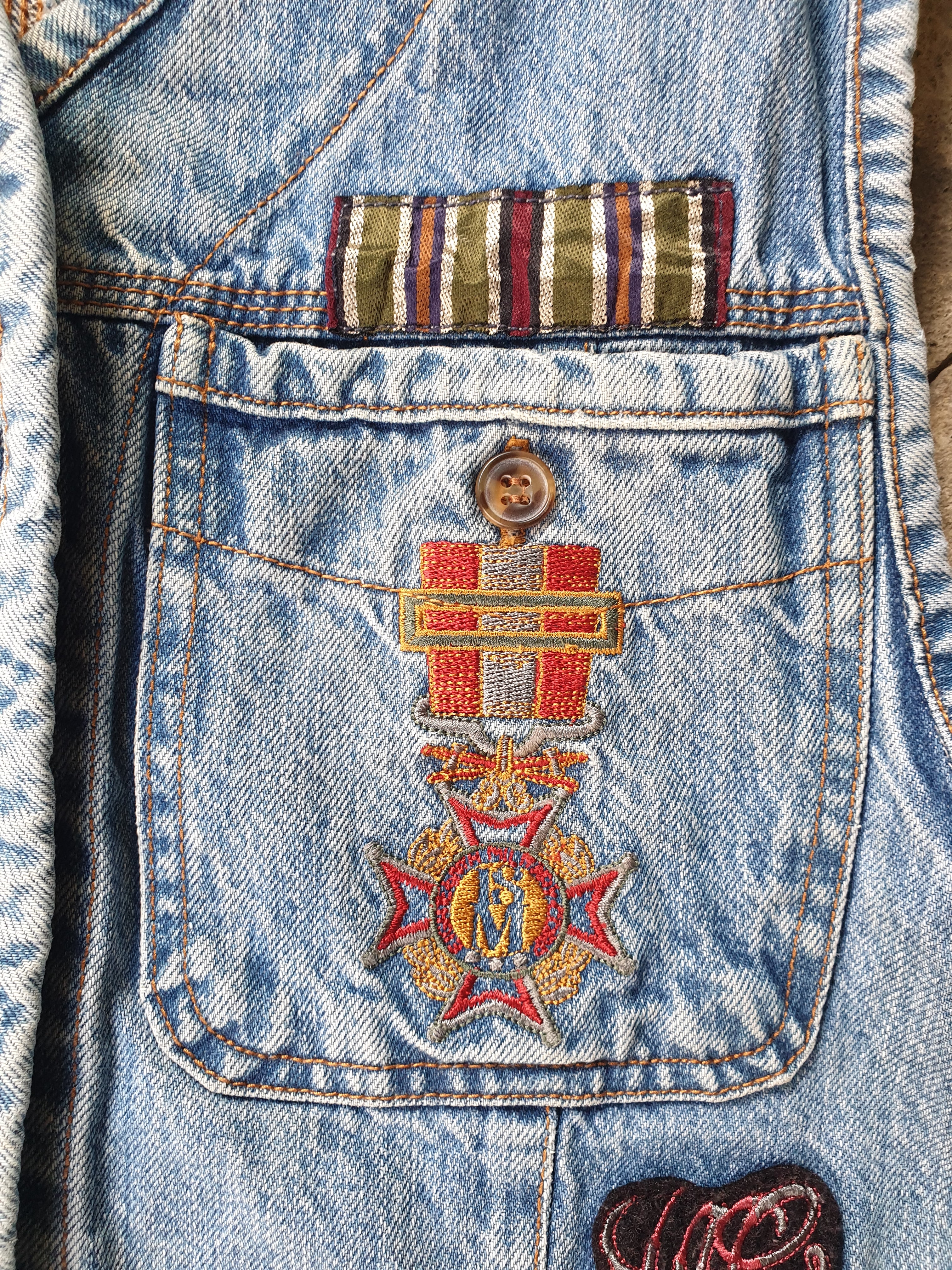 Vintage 90s Military Style Denim Vest