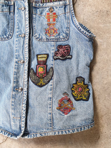 Vintage 90s Military Style Denim Vest