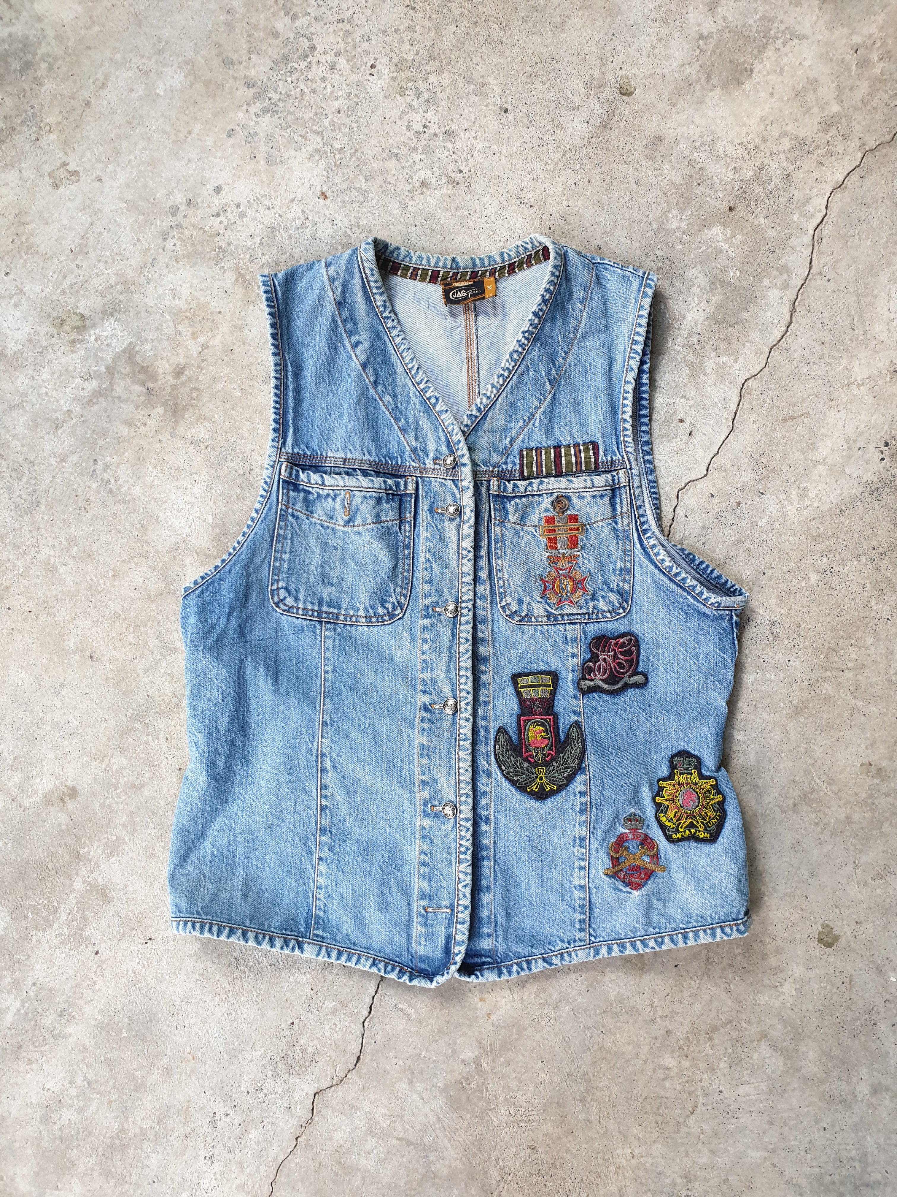 Vintage 90s Military Style Denim Vest