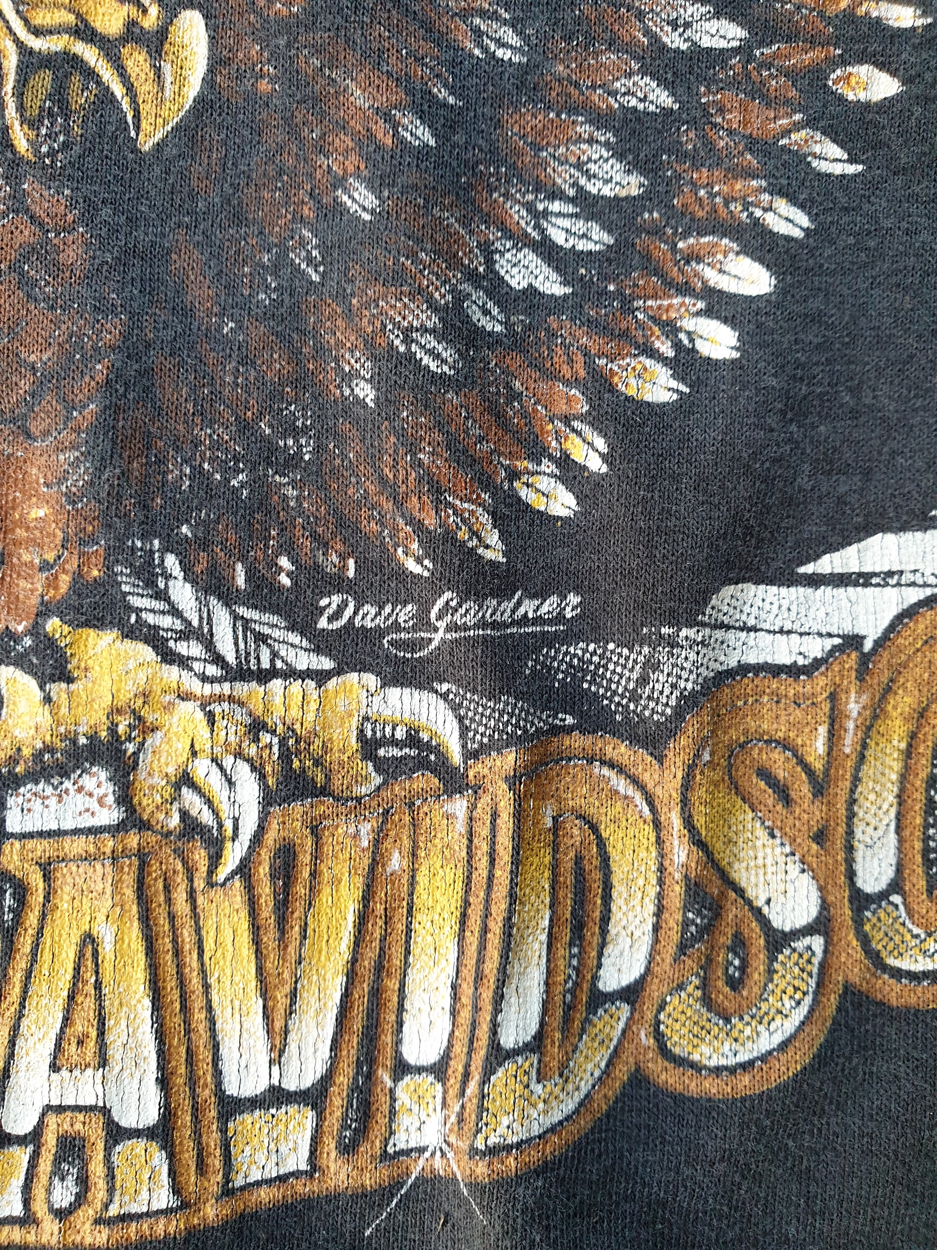 Vintage Dave Gardner Harley Davidson Thrashed Fringe Tee