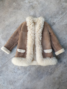 Vintage 70s Sheepskin & Suede Afghan Penny Lane Coat