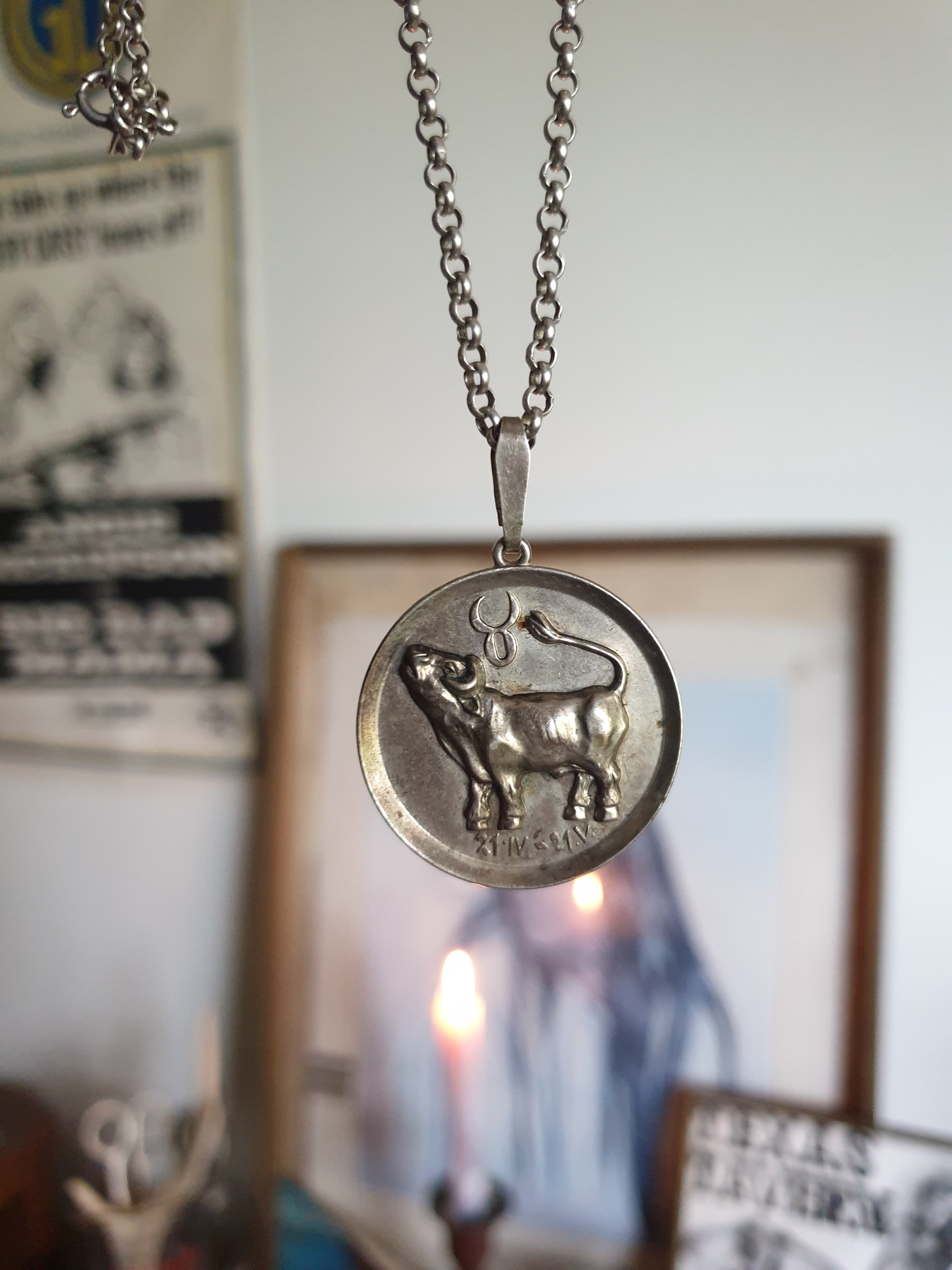 Vintage Taurus Zodiac Pendant