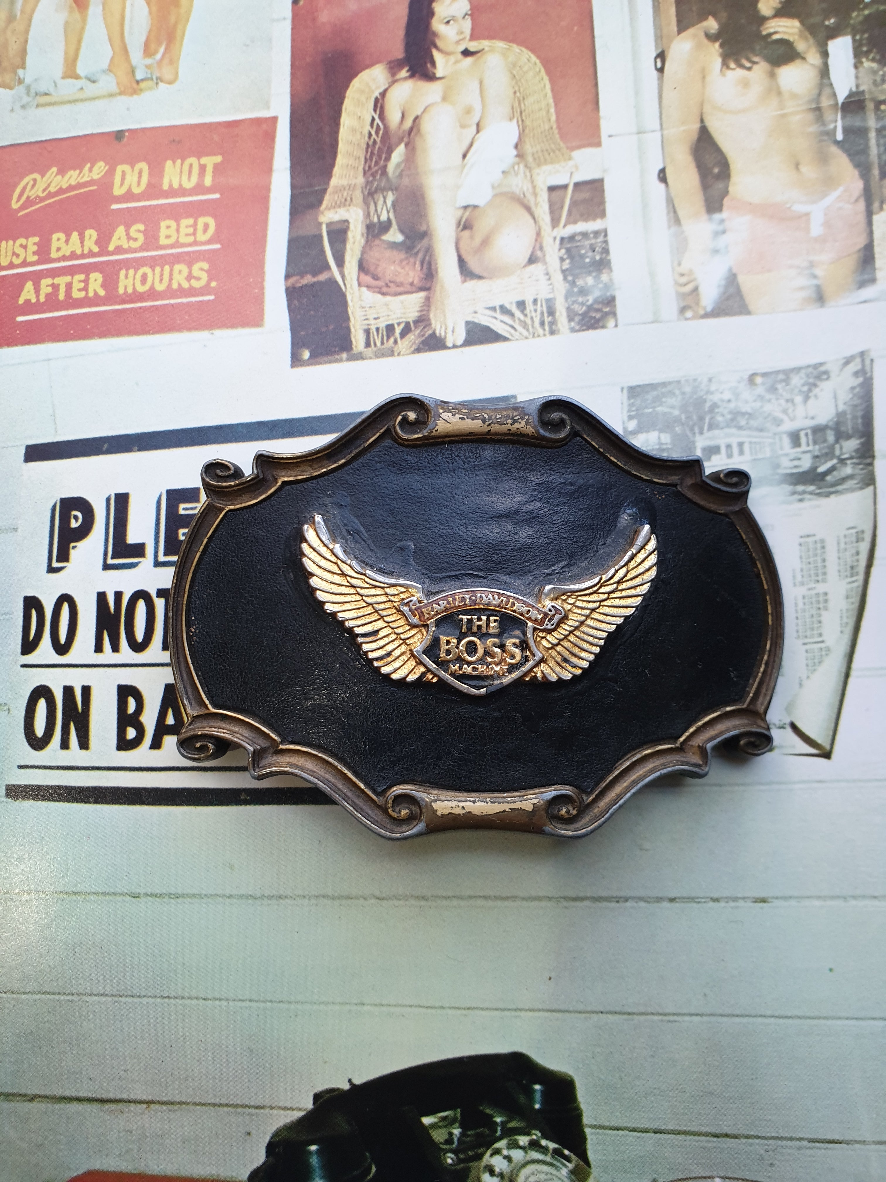 Vintage 1978 Harley Davidson Leather Belt Buckle