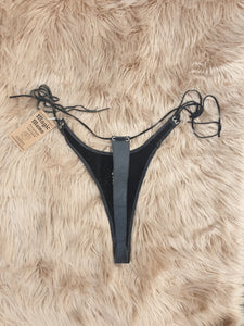 'Black Rose' Leather Thong