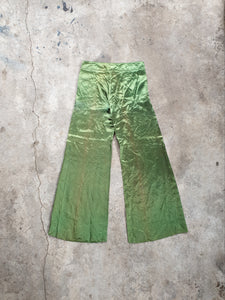 Vintage 1970s Green Satin Disco Flares