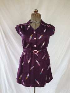 Vintage Purple Feather Mini Dress