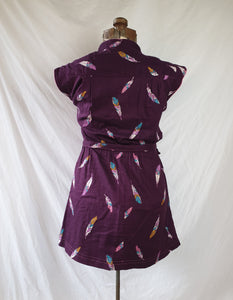 Vintage Purple Feather Mini Dress