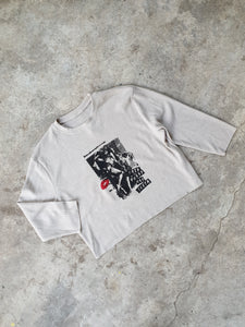 Handprinted 'This pussy has teeth' Cream Waffle Knit Long Sleeve Tee