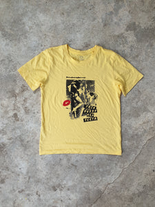 Handprinted ' This pussy has teeth' Yellow Tee