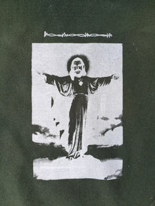 Handprinted 'I only get on my knees for Jesus/LEMMY' Green Hoodie