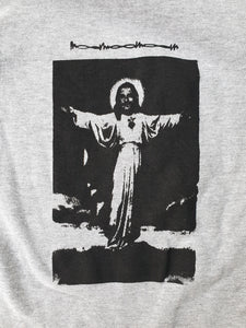 Handprinted 'I only get on my knees for Jesus/LEMMY' Grey Sweatshirt