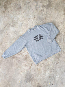 Handprinted 'I only get on my knees for Jesus/LEMMY' Grey Sweatshirt