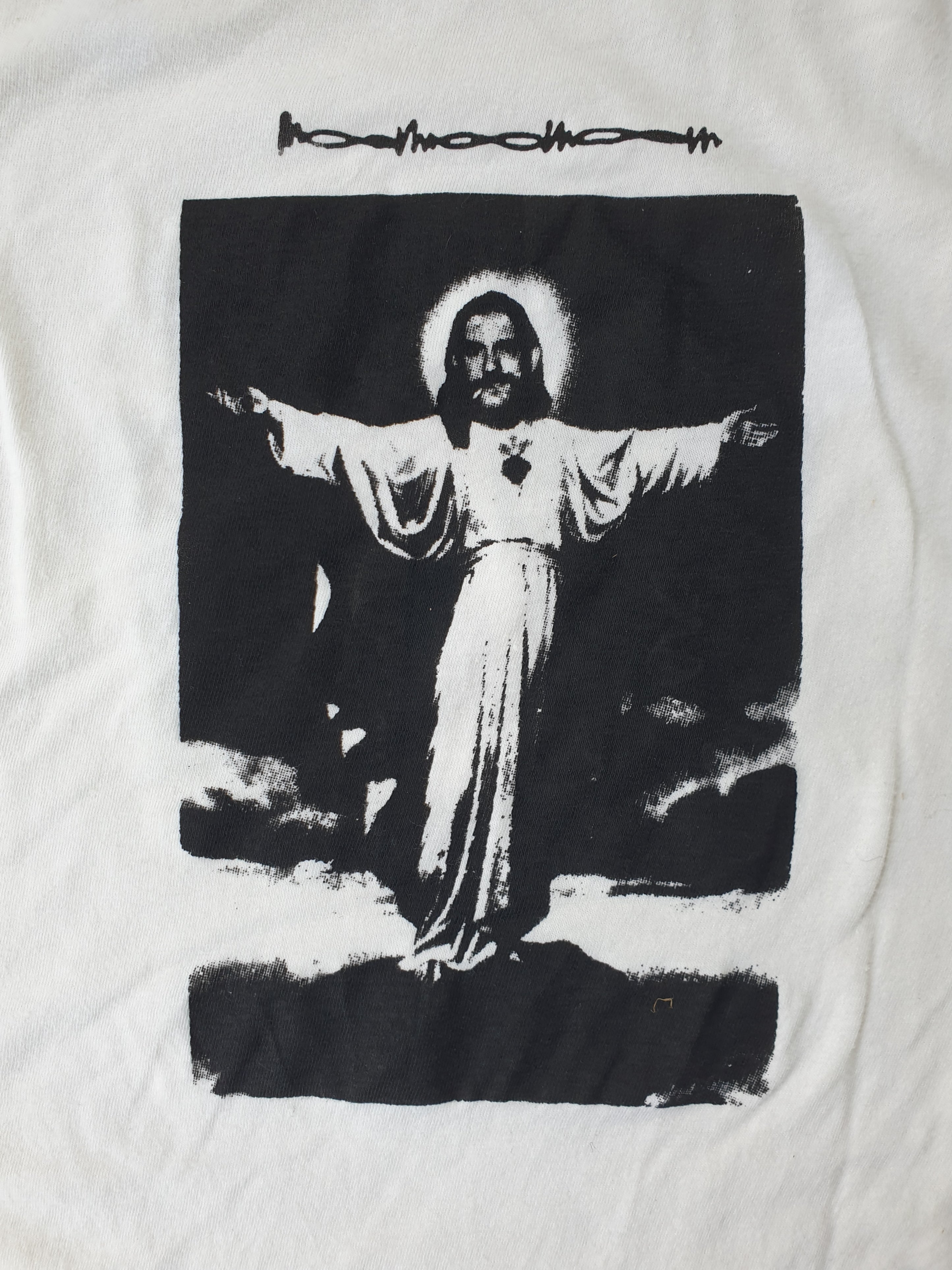 Handprinted 'I only get on my knees for Jesus/LEMMY' Raglan Long Sleeve Tee