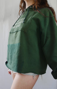 Handprinted 'I only get on my knees for Jesus/LEMMY' Green Hoodie