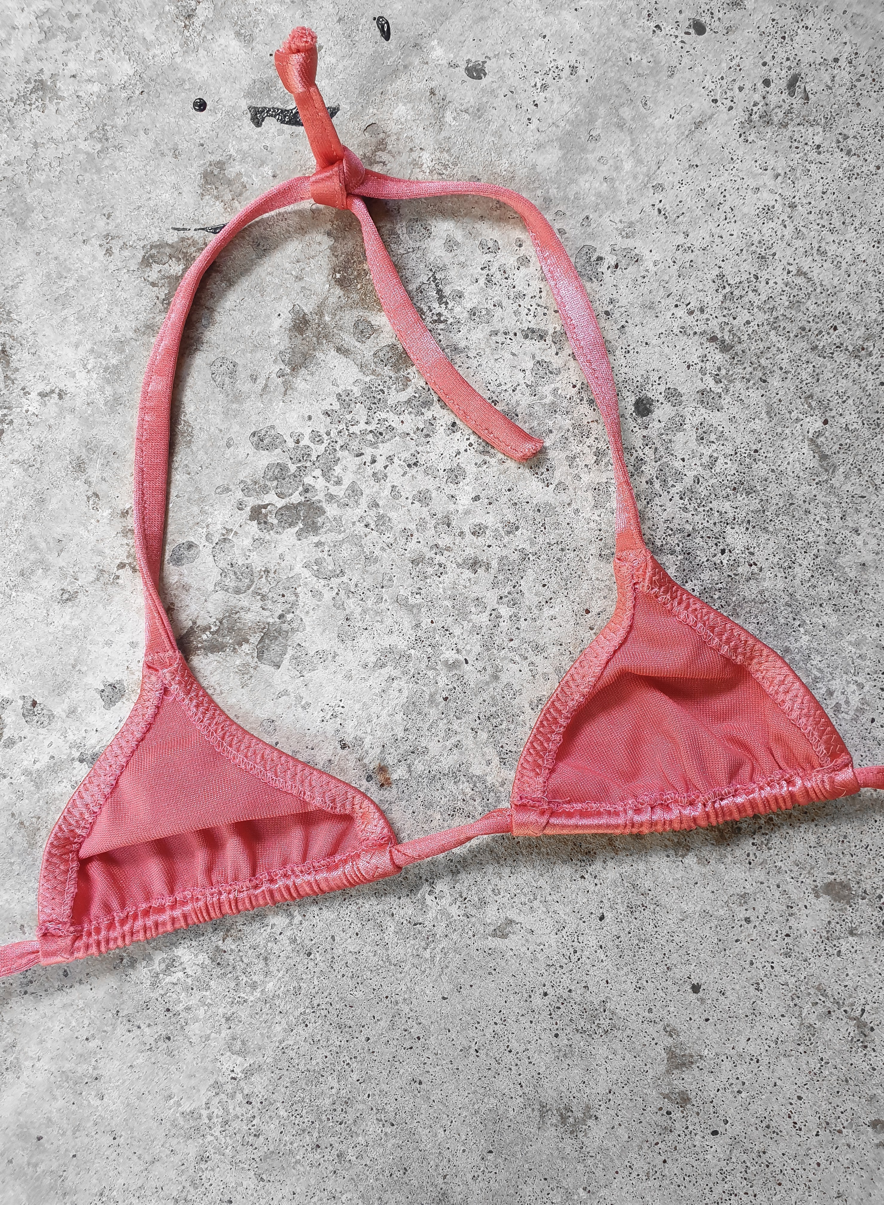 Vintage 1980s Coral Pink 'Irene Berzelli' Micro Bikini Set