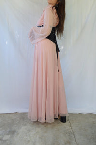 1970s Dusty Pink Prairie Maxi Dress