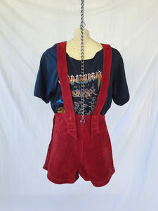 Vintage 1970s Red Suede Overalls