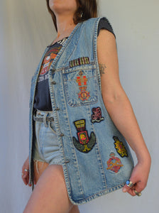 Vintage 90s Military Style Denim Vest