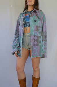 Vintage 90s Pastel Southwestern Print Button Up Shirt