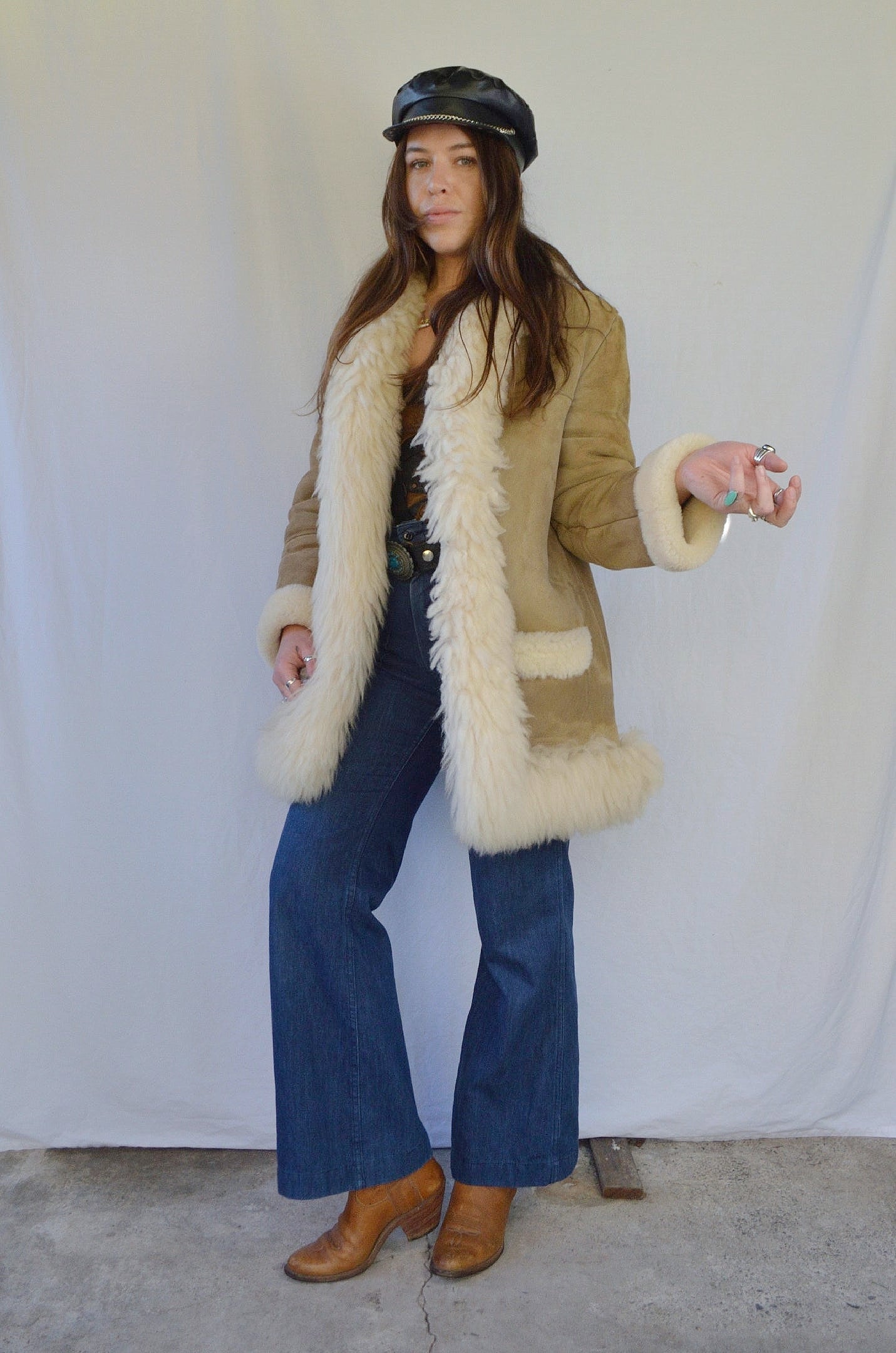 Vintage 70s Sheepskin & Suede Afghan Penny Lane Coat