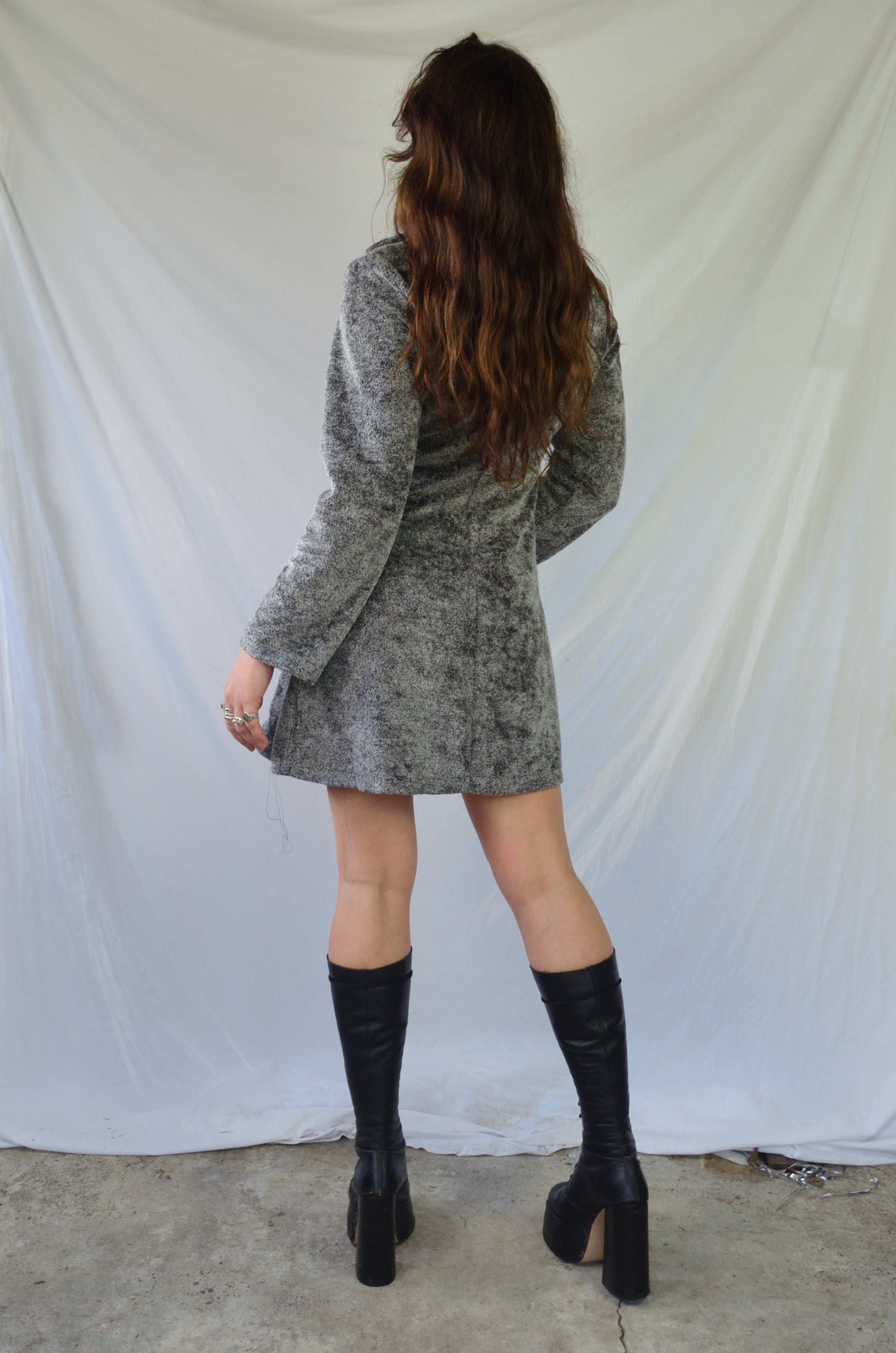 Vintage 90s Grey Faux Fur Jacket