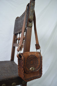 Vintage Tooled Leather Mini Bag