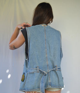 Vintage 90s Military Style Denim Vest