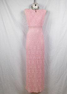 Vintage 1960s/70s Pink Lace Beaded Maxi Dress