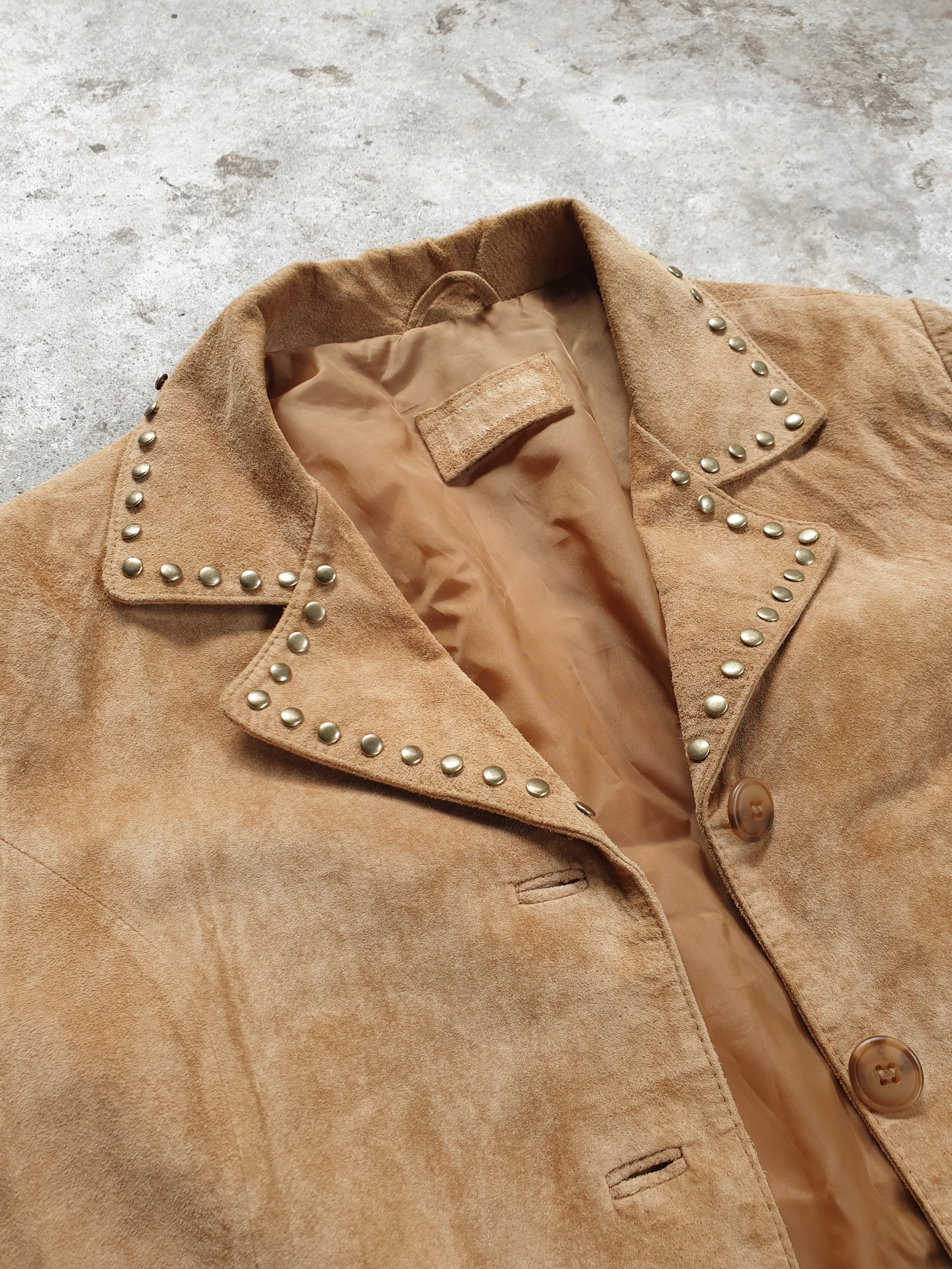 Vintage 1990s Cropped Suede Studded Jacket