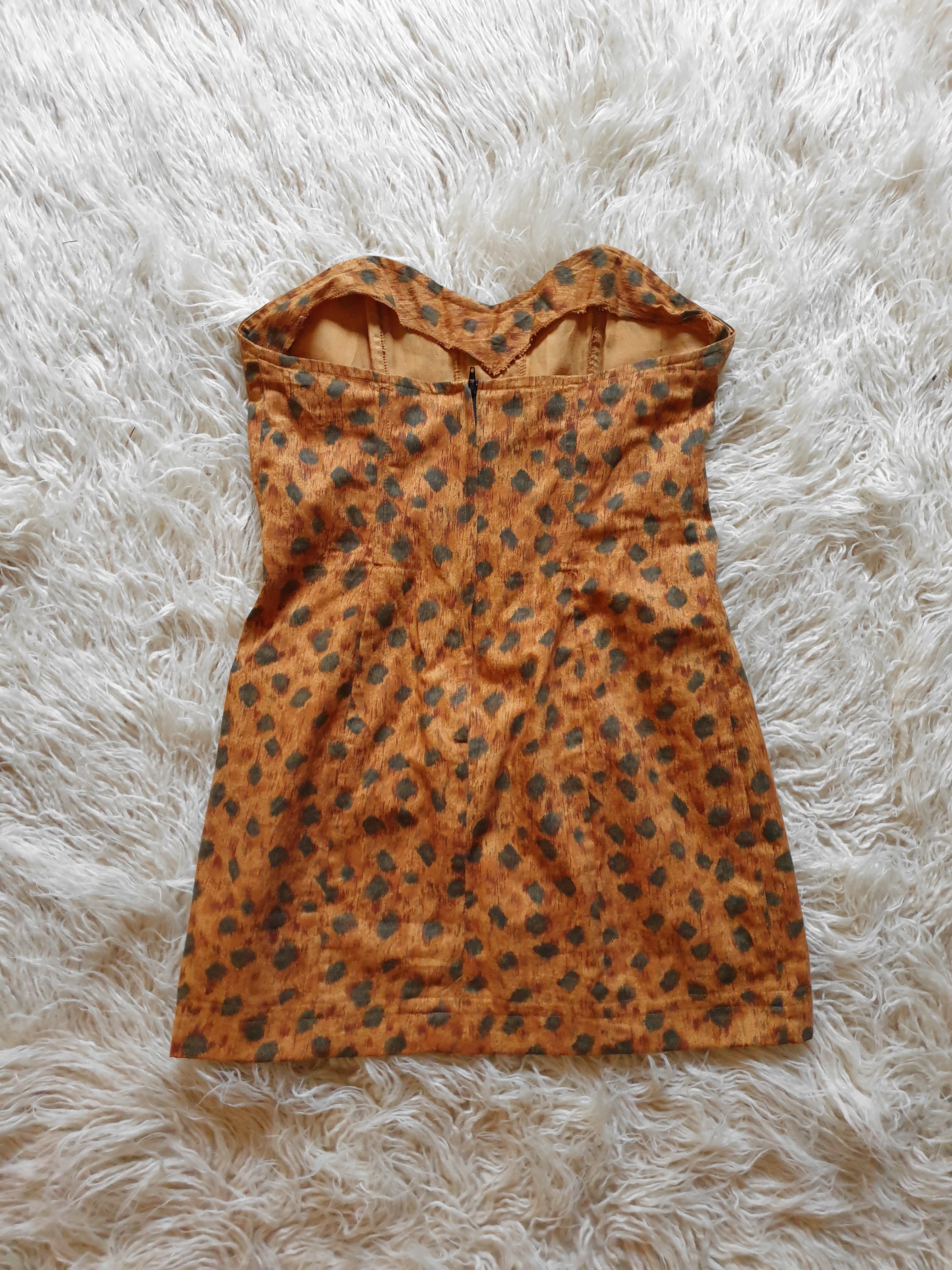 Vintage 1980s/90s Leopard Print Lace Up Dress