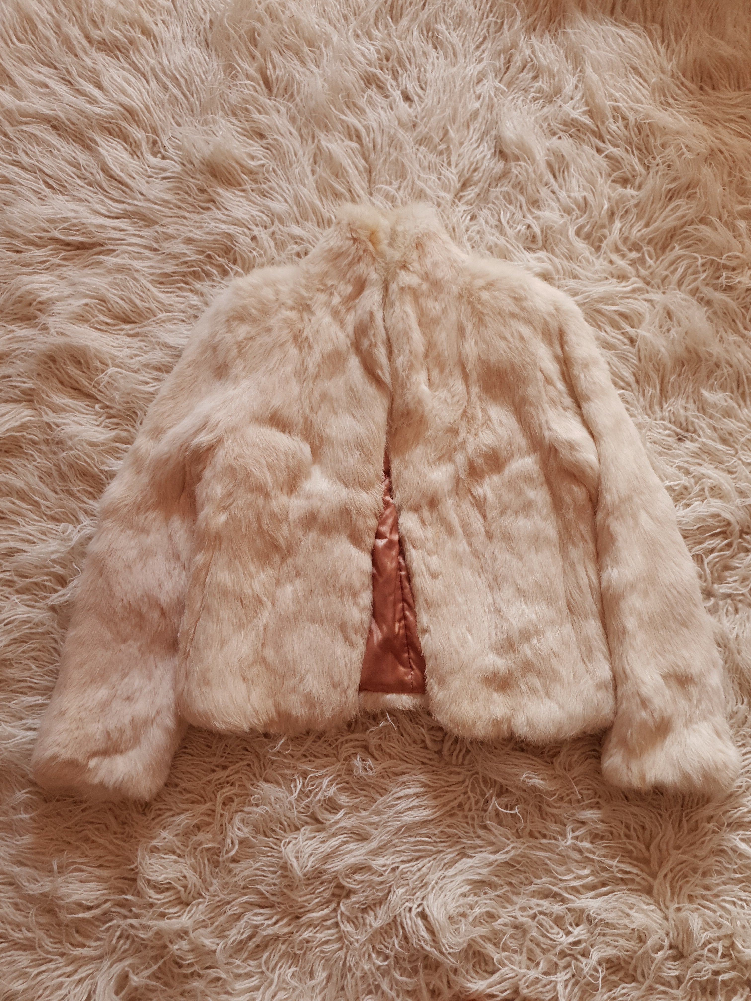 Vintage White Rabbit Fur Coat