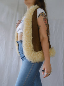 Vintage 1970s Suede & Sheep's Wool Vest