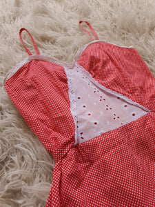 Vintage 1970s Red & White Spotty Midi Dress