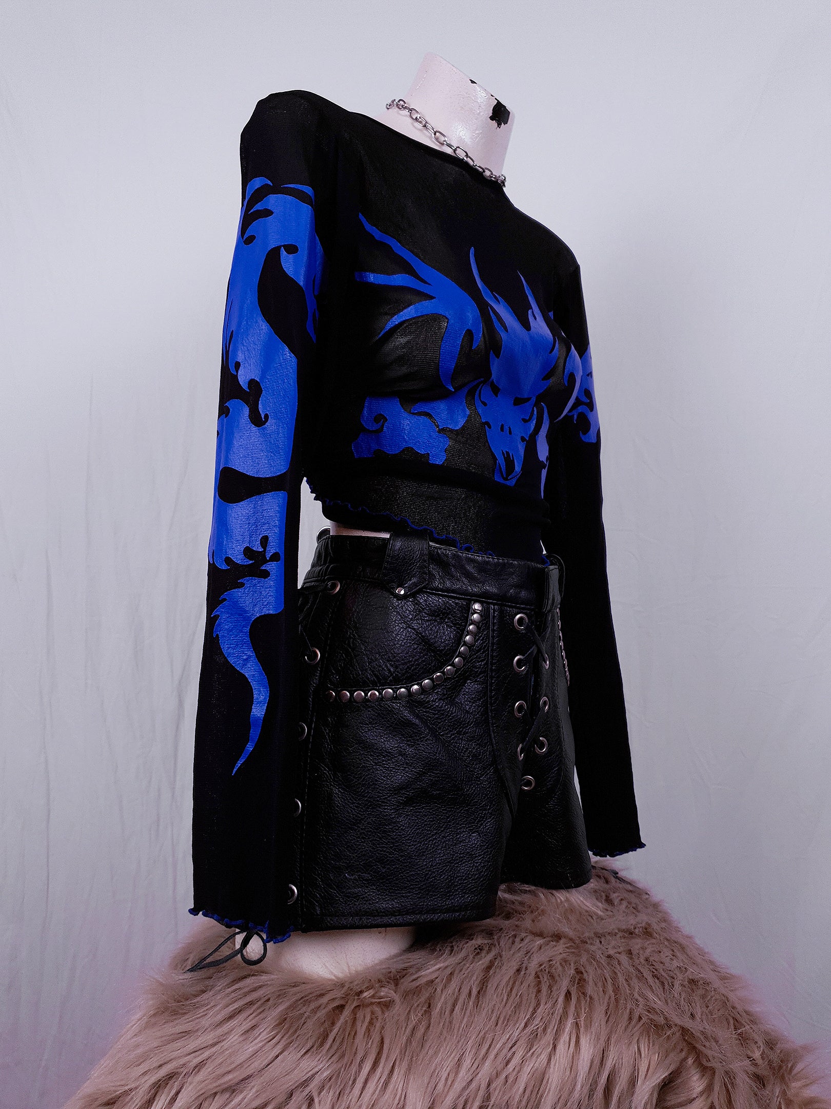 Vintage Mesh Dragon Long Sleeve Top