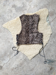 Handmade 'Magic Mama' Faux Fur Leopard Print Lace Up Vest