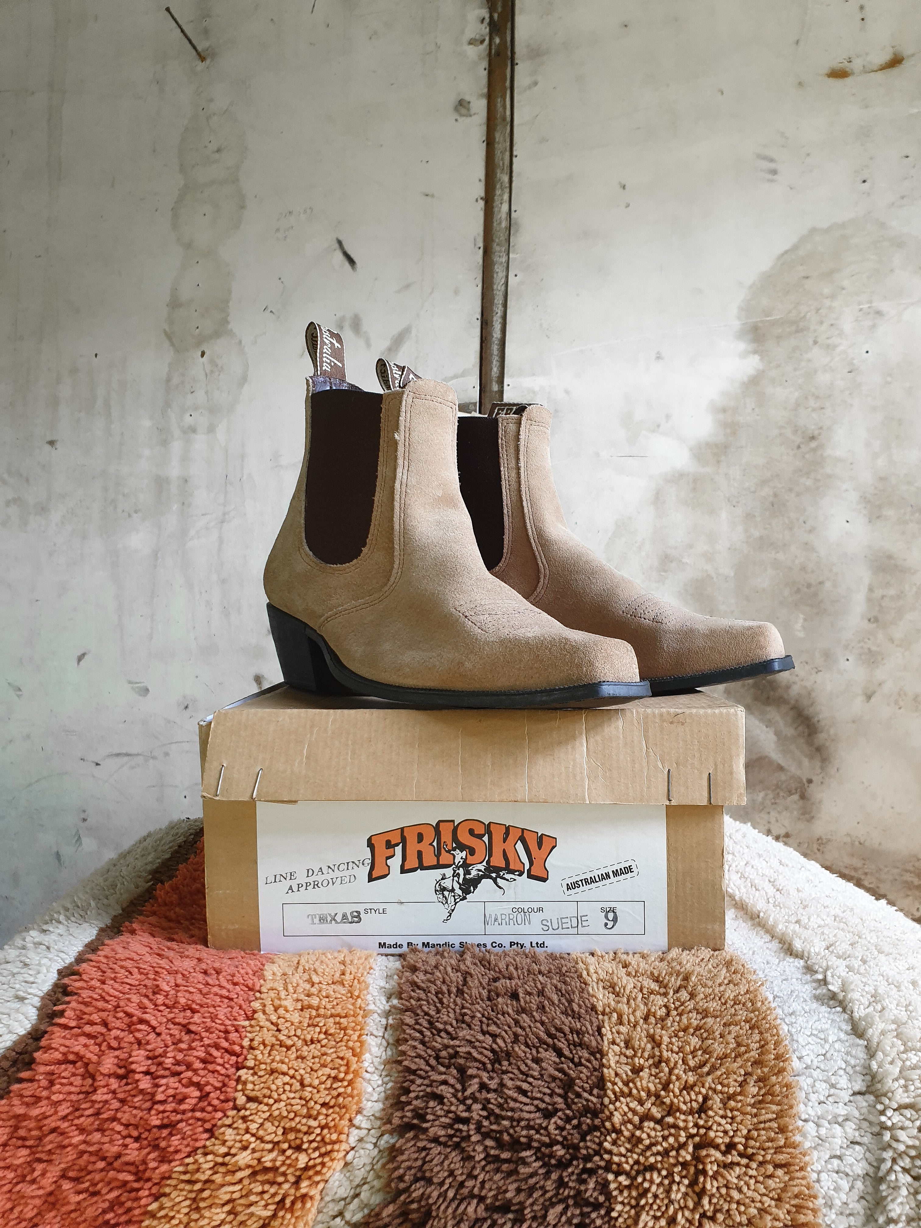 Suede Western Style 'FRISKY' Cuban Heel Ankle Boots