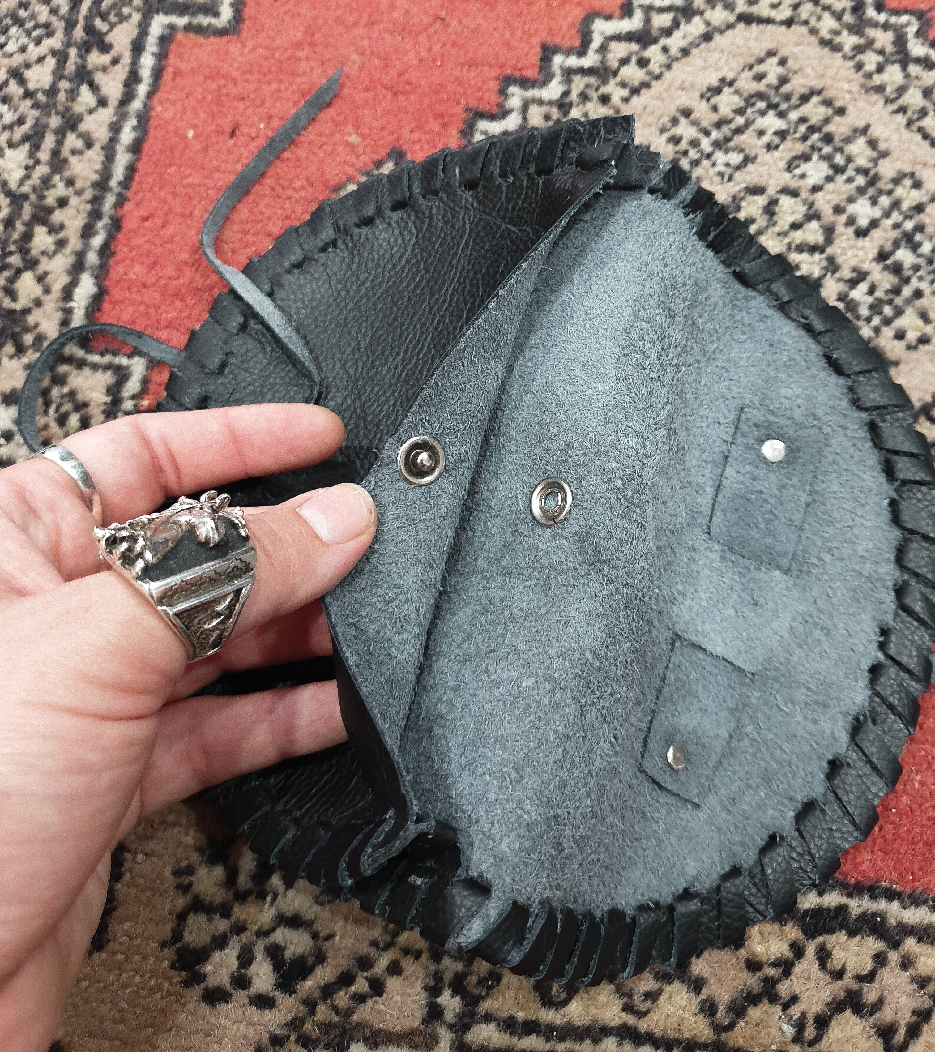 Handmade Leather Concho Pouch