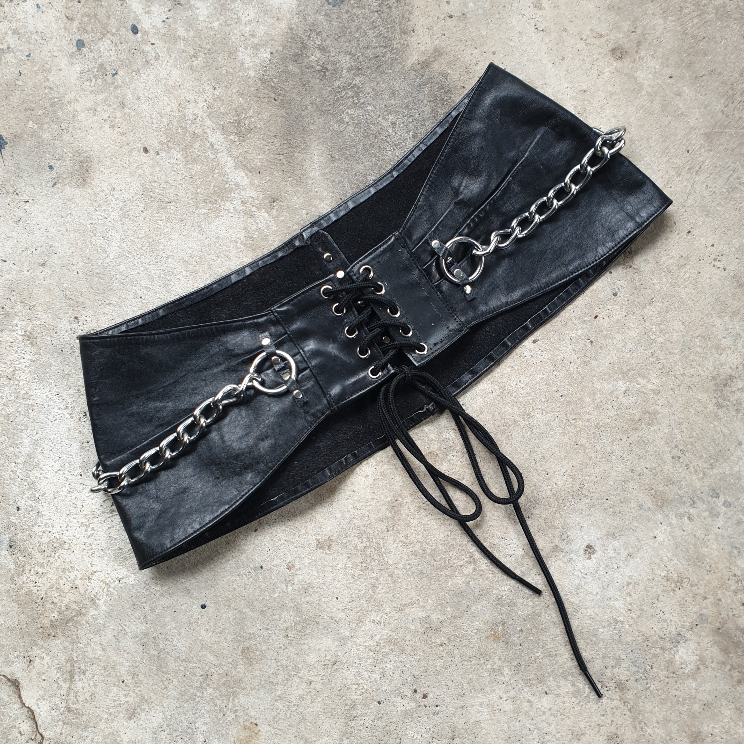 Handmade/Upcycled Leather & Chain Corset Belt