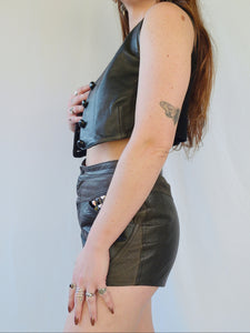 Vintage Black Leather 'BP Nordstrom' Cropped Vest