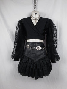 Vintage 1970s/80s Lycra & Lace Wrap Around Top